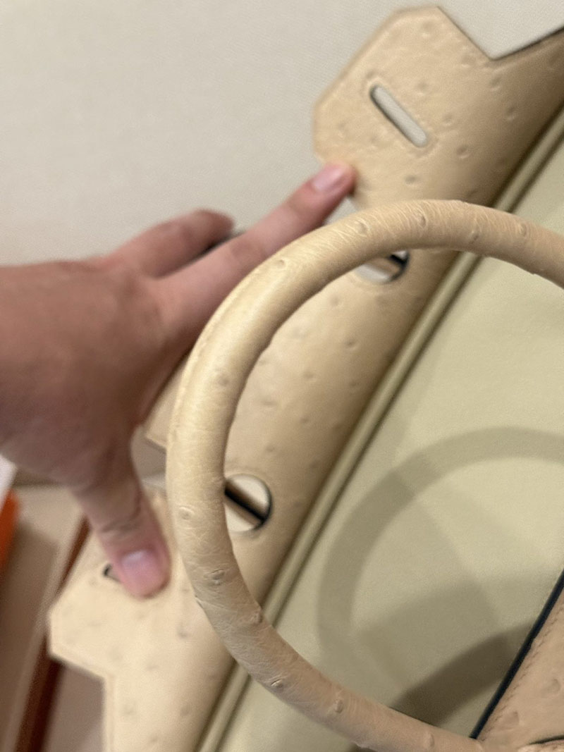 エルメス バーキン25 定価 HERMES バーキン25 チャイ オーストリッチ シルバー金具 2627489 エルメス専門店 おすすめ - 画像 (6)