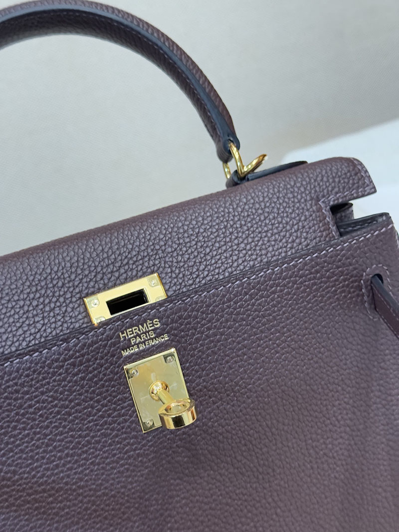 女性 バッグ 人気 40代 ハイブランド HERMES ケリー25 内縫い ルージュセリエ ヴォーエプソン ゴールド金具 2627526 エルメス専門店 - 画像 (11)