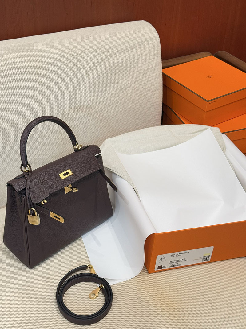 女性 バッグ 人気 40代 ハイブランド HERMES ケリー25 内縫い ルージュセリエ ヴォーエプソン ゴールド金具 2627526 エルメス専門店 - 画像 (10)