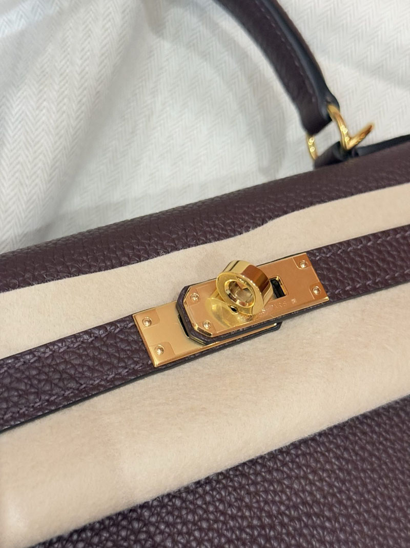 女性 バッグ 人気 40代 ハイブランド HERMES ケリー25 内縫い ルージュセリエ ヴォーエプソン ゴールド金具 2627526 エルメス専門店 - 画像 (8)