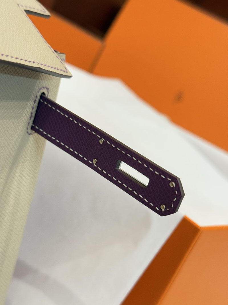 今 流行り の バック レディース ブランド HERMES ケリー25 内縫い トゥルティールグレー/アネモネ ヴォーエプソン シルバー金具 2627527 - 画像 (3)