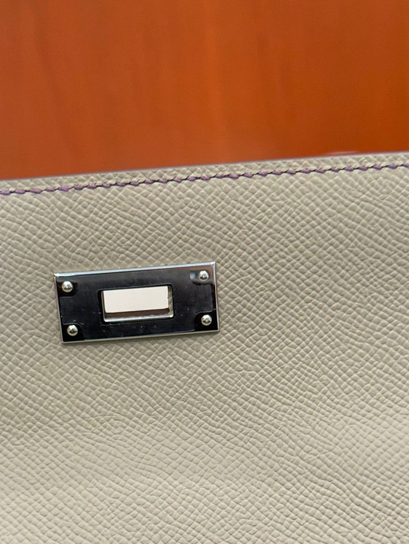 今 流行り の バック レディース ブランド HERMES ケリー25 内縫い トゥルティールグレー/アネモネ ヴォーエプソン シルバー金具 2627527 - 画像 (13)