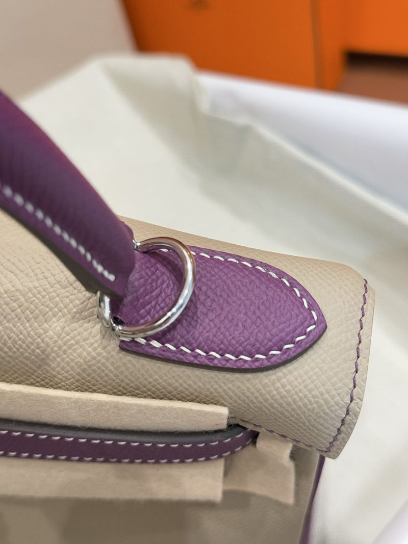 今 流行り の バック レディース ブランド HERMES ケリー25 内縫い トゥルティールグレー/アネモネ ヴォーエプソン シルバー金具 2627527 - 画像 (11)