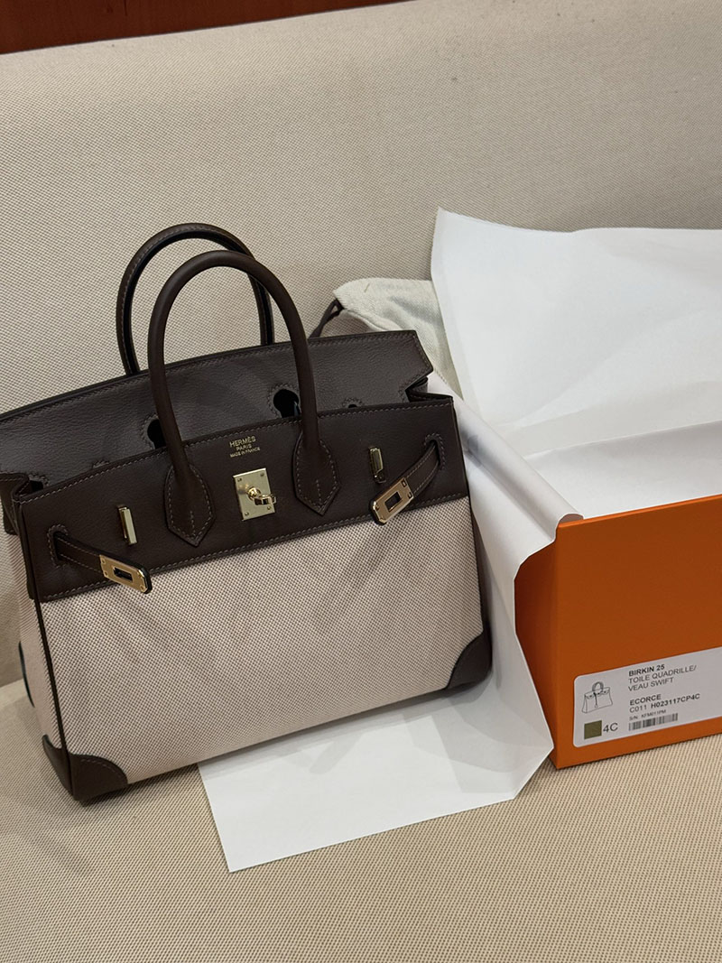 女性 バッグ 人気 50代 HERMES バーキン25 キャンバス エコルス スイフト/トワル ゴールド金具 2627528 エルメス専門店 おすすめ - 画像 (6)