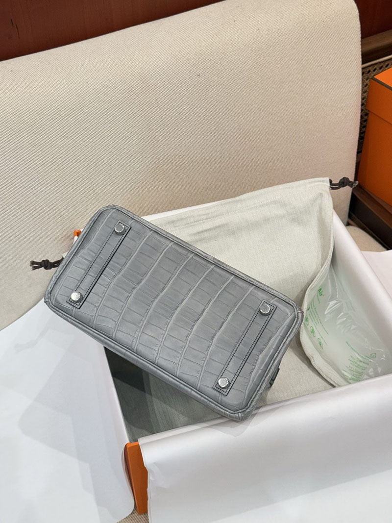 クロコダイルバッグ 安い HERMES バーキン25 グリシマン クロコダイル アリゲーターマット シルバー金具 2627529 エルメス専門店 おすすめ - 画像 (6)