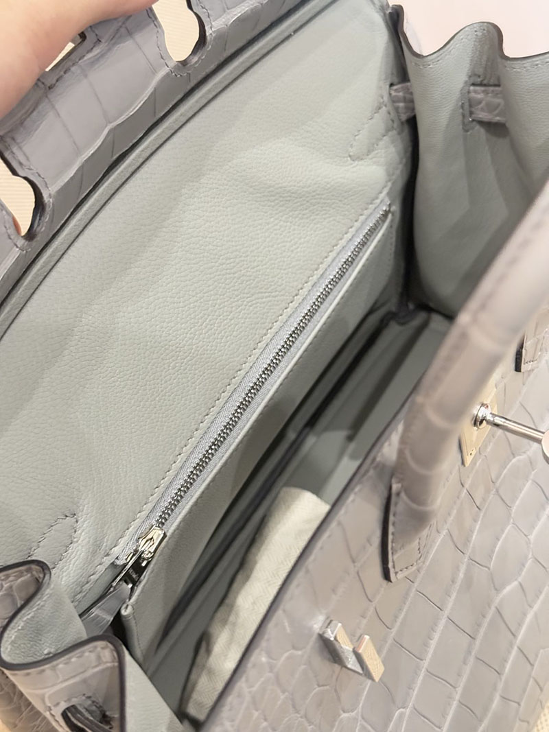 クロコダイルバッグ 安い HERMES バーキン25 グリシマン クロコダイル アリゲーターマット シルバー金具 2627529 エルメス専門店 おすすめ - 画像 (5)