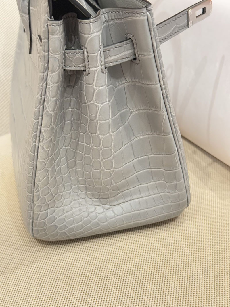 クロコダイルバッグ 安い HERMES バーキン25 グリシマン クロコダイル アリゲーターマット シルバー金具 2627529 エルメス専門店 おすすめ - 画像 (2)