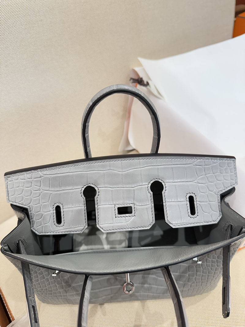 クロコダイルバッグ 安い HERMES バーキン25 グリシマン クロコダイル アリゲーターマット シルバー金具 2627529 エルメス専門店 おすすめ - 画像 (14)