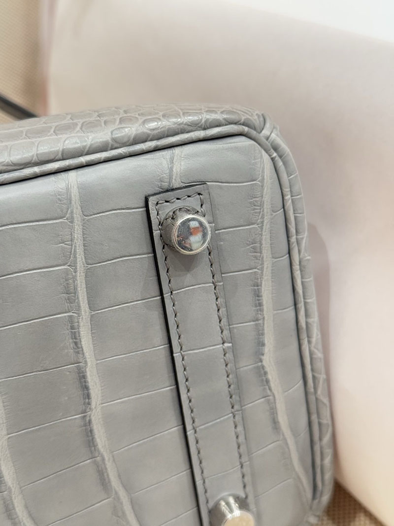 クロコダイルバッグ 安い HERMES バーキン25 グリシマン クロコダイル アリゲーターマット シルバー金具 2627529 エルメス専門店 おすすめ - 画像 (12)
