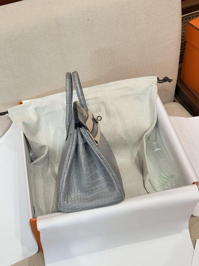 クロコダイルバッグ 安い HERMES バーキン25 グリシマン クロコダイル アリゲーターマット シルバー金具 2627529 エルメス専門店 おすすめ - 画像 (8)