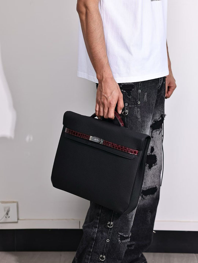 エルメス ブリーフケース メンズ HERMES ケリーデペッシュ36 黒 ブラック トゴ/クロコダイル シルバー金具 2627543 エルメス専門店 おすすめ - 画像 (9)
