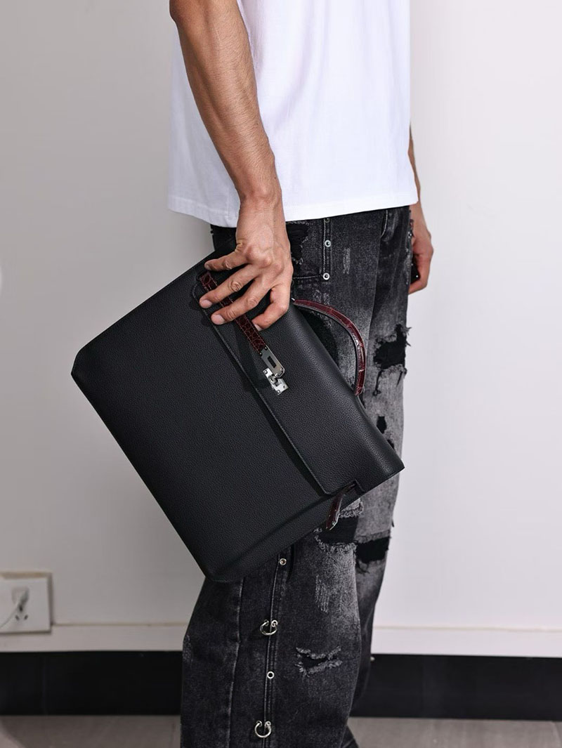 エルメス ブリーフケース メンズ HERMES ケリーデペッシュ36 黒 ブラック トゴ/クロコダイル シルバー金具 2627543 エルメス専門店 おすすめ - 画像 (8)