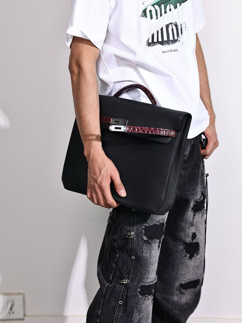 エルメス ブリーフケース メンズ HERMES ケリーデペッシュ36 黒 ブラック トゴ/クロコダイル シルバー金具 2627543 エルメス専門店 おすすめ - 画像 (5)