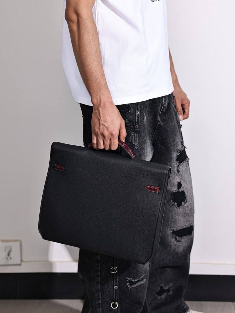 エルメス ブリーフケース メンズ HERMES ケリーデペッシュ36 黒 ブラック トゴ/クロコダイル シルバー金具 2627543 エルメス専門店 おすすめ - 画像 (2)