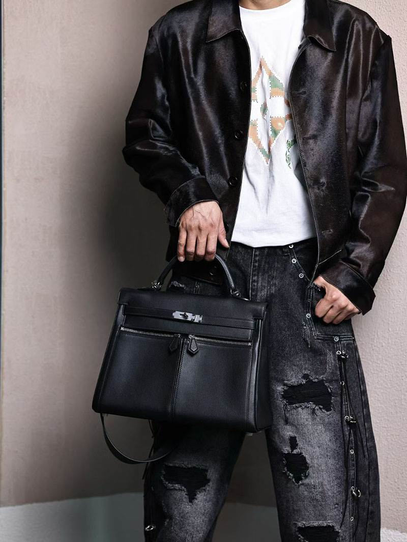 エルメス ケリー メンズ HERMES ケリーラキ35/内縫 黒 ブラック スイフト シルバー金具 2627544 エルメス専門店 おすすめ - 画像 (8)