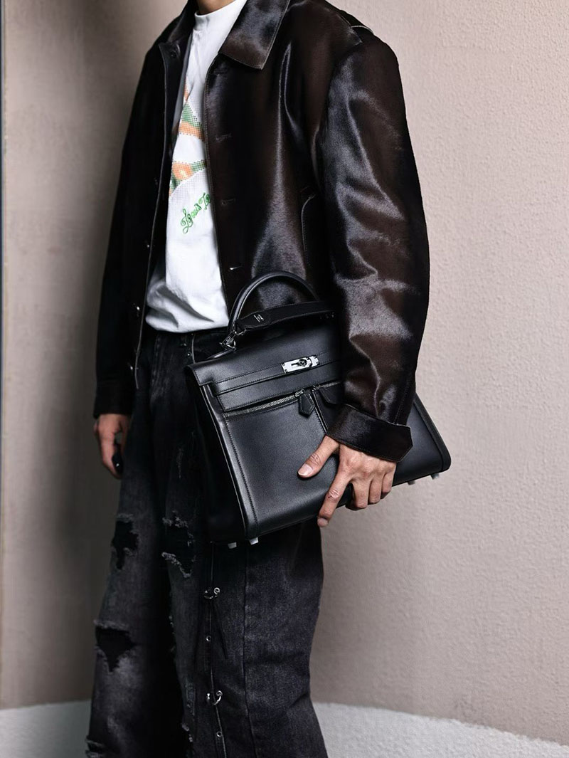 エルメス ケリー メンズ HERMES ケリーラキ35/内縫 黒 ブラック スイフト シルバー金具 2627544 エルメス専門店 おすすめ - 画像 (7)