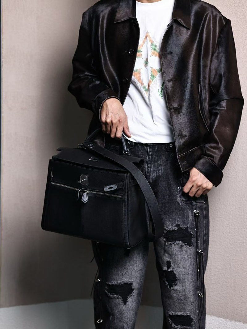 エルメス ケリー メンズ HERMES ケリーラキ35/内縫 黒 ブラック スイフト シルバー金具 2627544 エルメス専門店 おすすめ - 画像 (6)