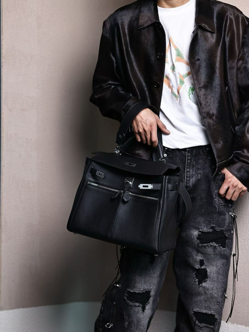 エルメス ケリー メンズ HERMES ケリーラキ35/内縫 黒 ブラック スイフト シルバー金具 2627544 エルメス専門店 おすすめ - 画像 (5)