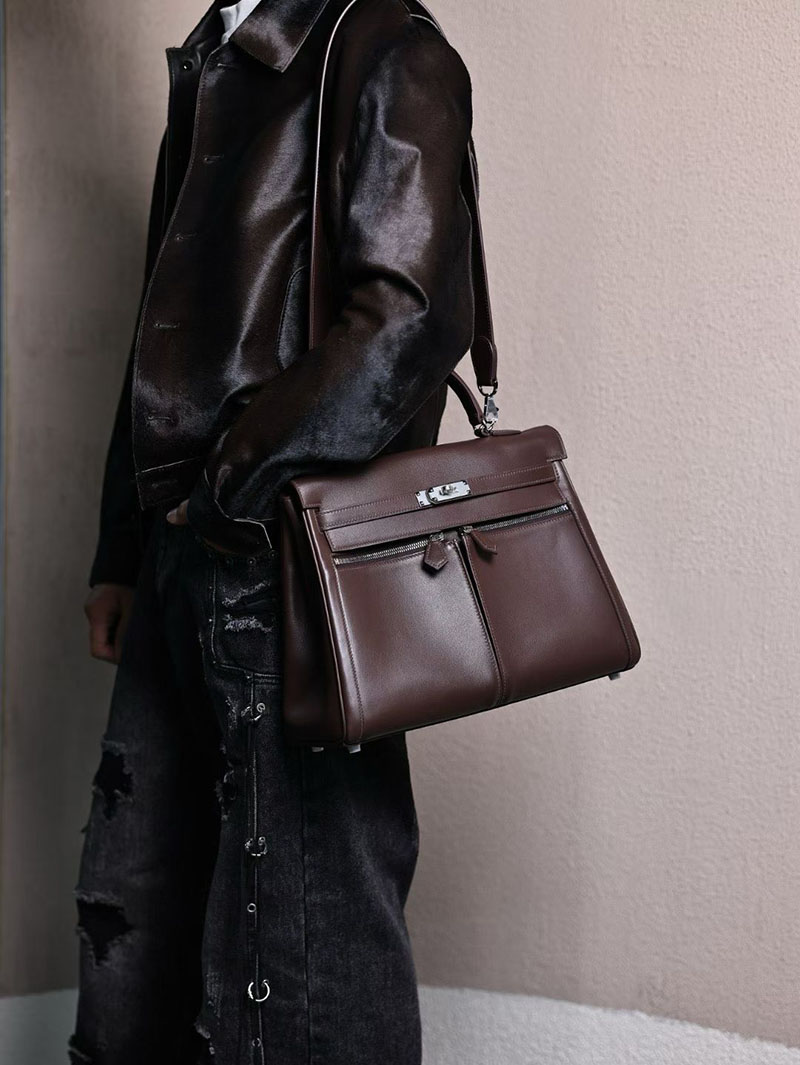 エルメス メンズバッグ 新作 HERMES ケリーラキ35/内縫 エベンヌ スイフト シルバー金具 2627546 エルメス専門店 おすすめ - 画像 (7)