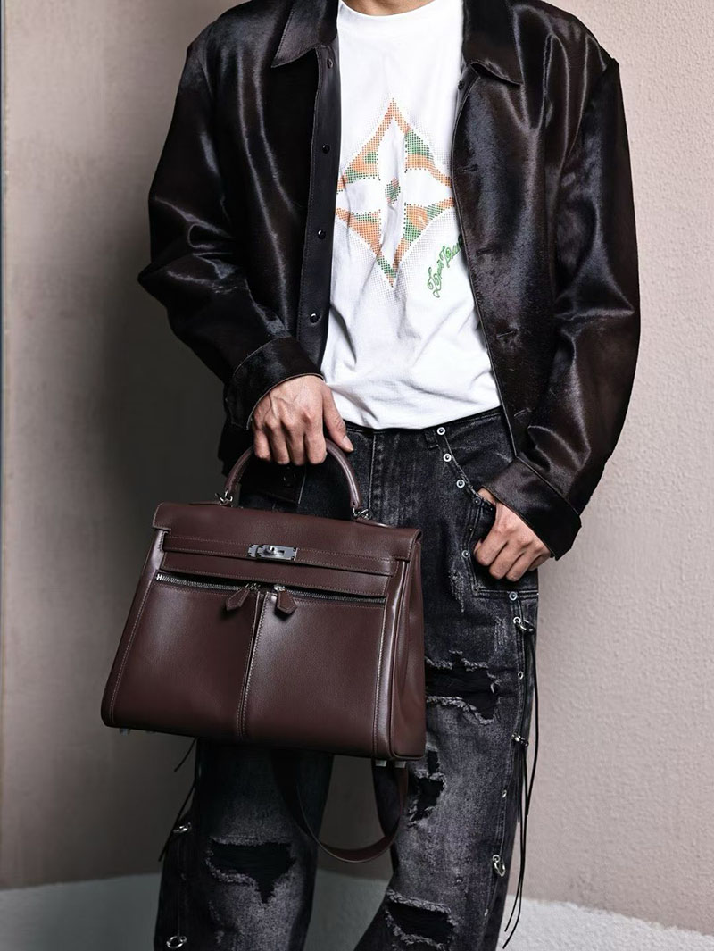 エルメス メンズバッグ 新作 HERMES ケリーラキ35/内縫 エベンヌ スイフト シルバー金具 2627546 エルメス専門店 おすすめ - 画像 (6)