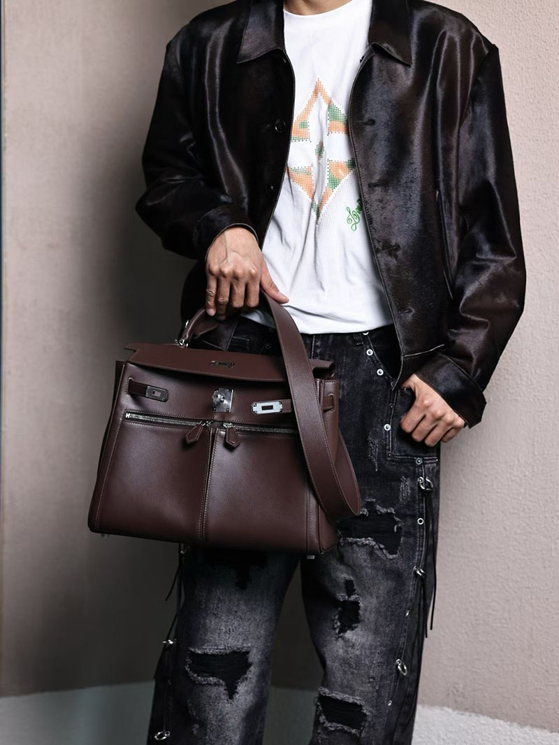 エルメス メンズバッグ 新作 HERMES ケリーラキ35/内縫 エベンヌ スイフト シルバー金具 2627546 エルメス専門店 おすすめ - 画像 (5)