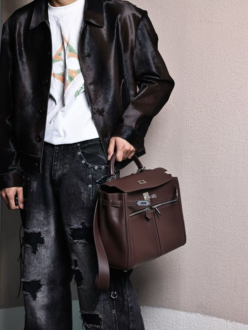 エルメス メンズバッグ 新作 HERMES ケリーラキ35/内縫 エベンヌ スイフト シルバー金具 2627546 エルメス専門店 おすすめ - 画像 (2)