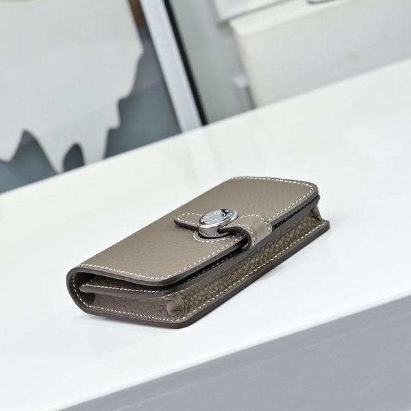 美品 エルメス  ドゴン カードケース パスケース 名刺入れ エトゥープ ベージュ シルバー金具 エトープ トゴ HERMES - 美品 エルメス ドゴン カードケース パスケース 名刺入れ