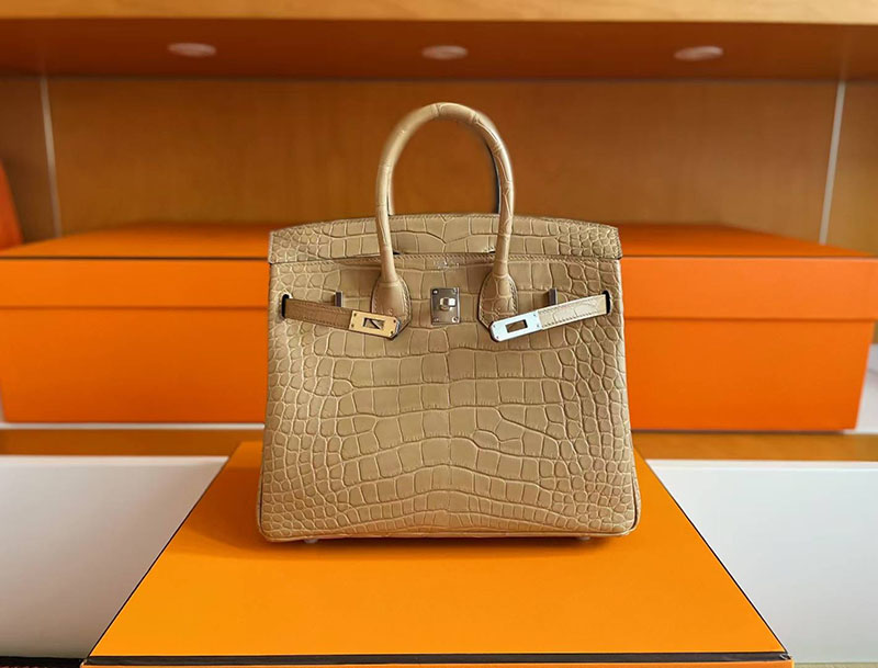 エルメス バーキン25 クロコ HERMES バーキン25 チャイ クロコダイル アリゲーターマット シルバー金具 2627770 エルメス 新作バッグ - 画像 (8)