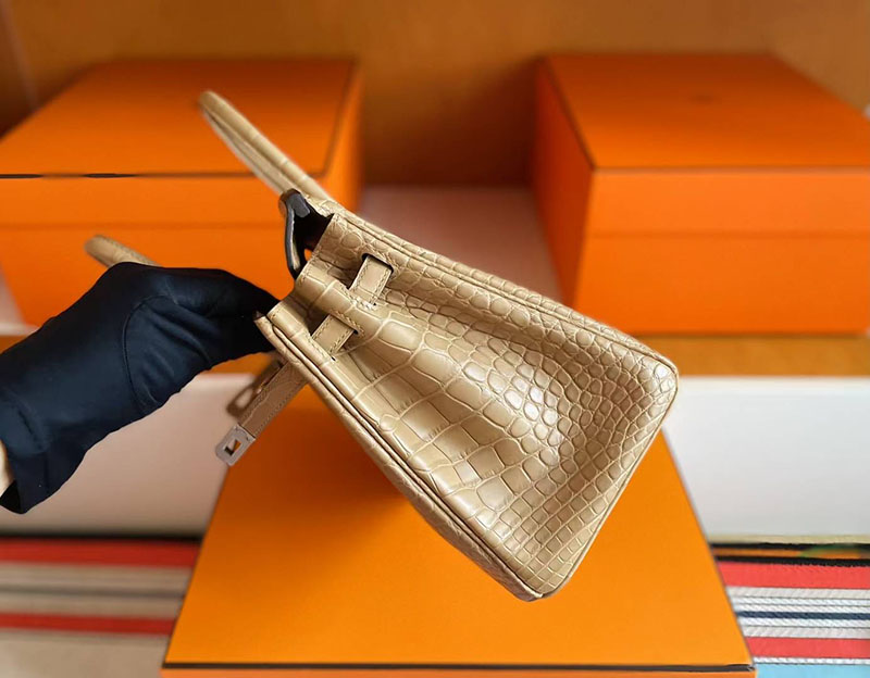 エルメス バーキン25 クロコ HERMES バーキン25 チャイ クロコダイル アリゲーターマット シルバー金具 2627770 エルメス 新作バッグ - 画像 (6)