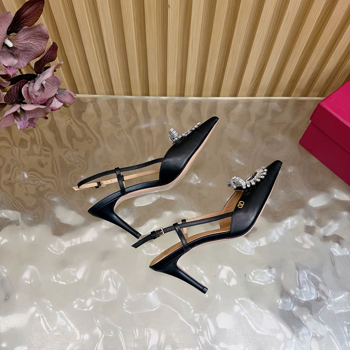 ヴァレンティノ 靴 シューズ レディース VALENTINO 80mm レザースクエアビジューパンプス 2628215 ヴァレンティノ パンプス 黒 - 画像 (9)