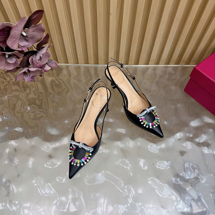 ヴァレンティノ 靴 シューズ レディース VALENTINO 65mm レザースクエアビジューパンプス 2628216 ヴァレンティノ パンプス アウトレット - 画像 (4)