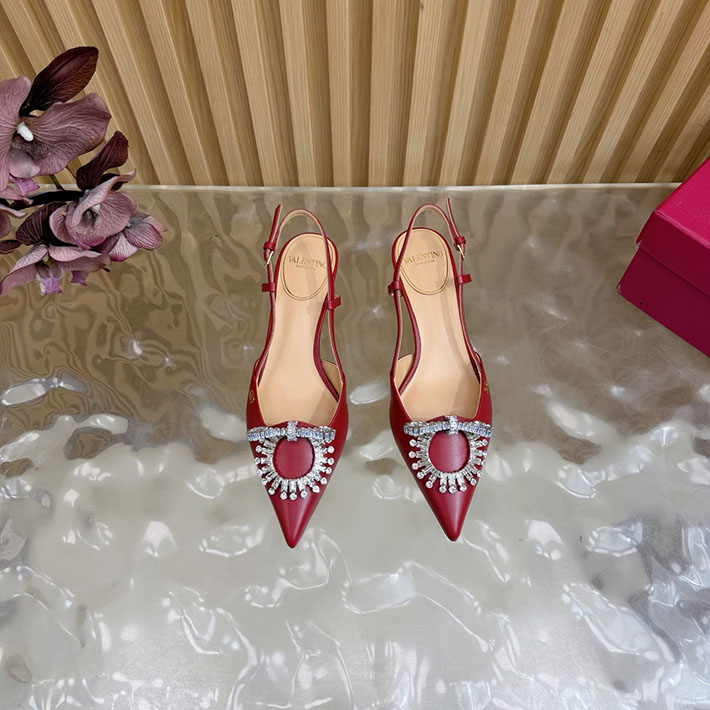 ヴァレンティノ 靴 シューズ レディース VALENTINO 40mm レザースクエアビジューパンプス 2628219 ヴァレンティノ パンプス 赤 - 画像 (5)