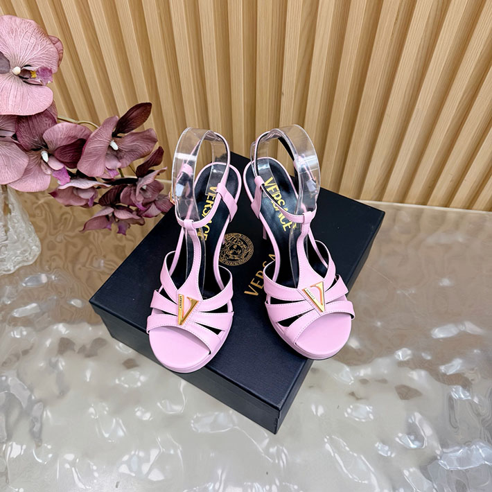 最高級ヴェルサーチェスーパーコピー VERSACE レターV レザーサンダル 120 mm 2628237 ヴェルサーチ 靴 アウトレット - 画像 (7)