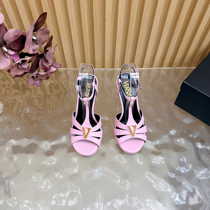 最高級ヴェルサーチェスーパーコピー VERSACE レターV レザーサンダル 120 mm 2628237 ヴェルサーチ 靴 アウトレット - 画像 (6)