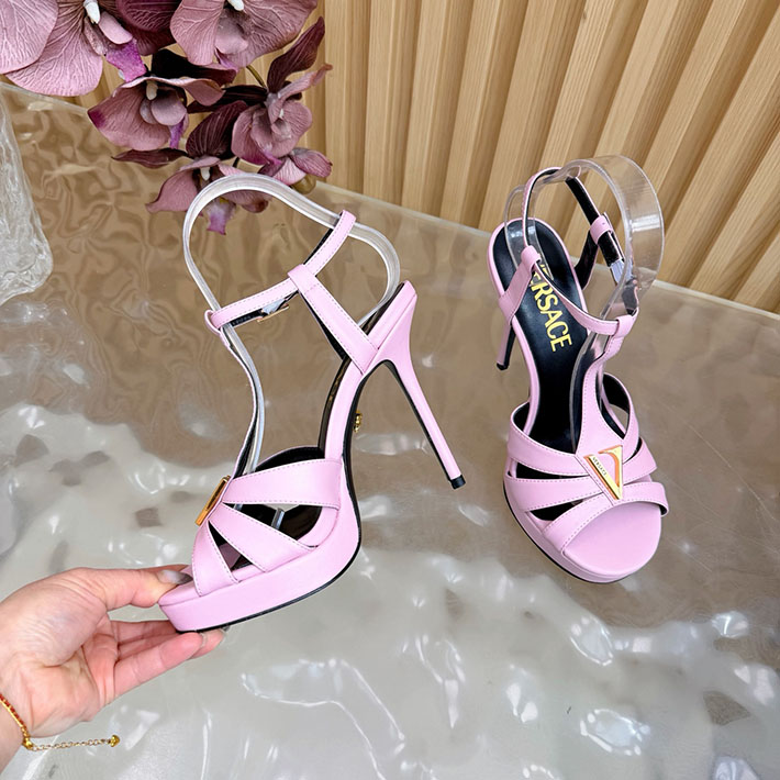最高級ヴェルサーチェスーパーコピー VERSACE レターV レザーサンダル 120 mm 2628237 ヴェルサーチ 靴 アウトレット - 画像 (2)