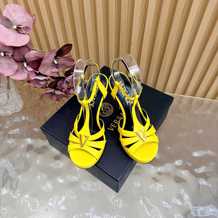 最高級ヴェルサーチェスーパーコピー VERSACE レターV レザーサンダル 120 mm 2628239 サンダル ブランド 高級 レディース - 画像 (7)