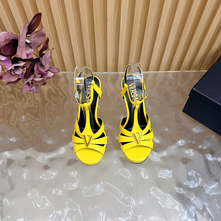 最高級ヴェルサーチェスーパーコピー VERSACE レターV レザーサンダル 120 mm 2628239 サンダル ブランド 高級 レディース - 画像 (6)