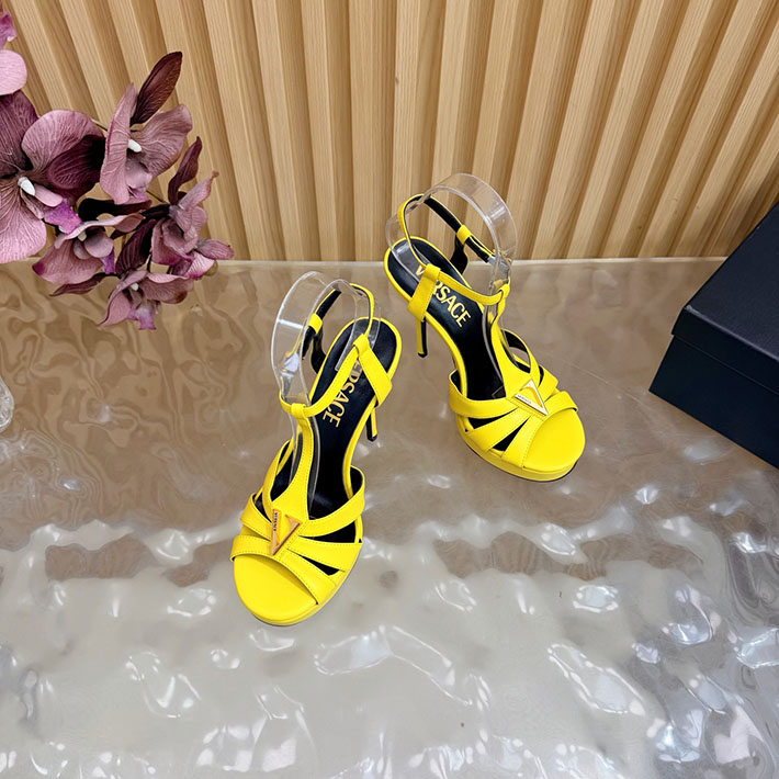 最高級ヴェルサーチェスーパーコピー VERSACE レターV レザーサンダル 120 mm 2628239 サンダル ブランド 高級 レディース - 画像 (4)