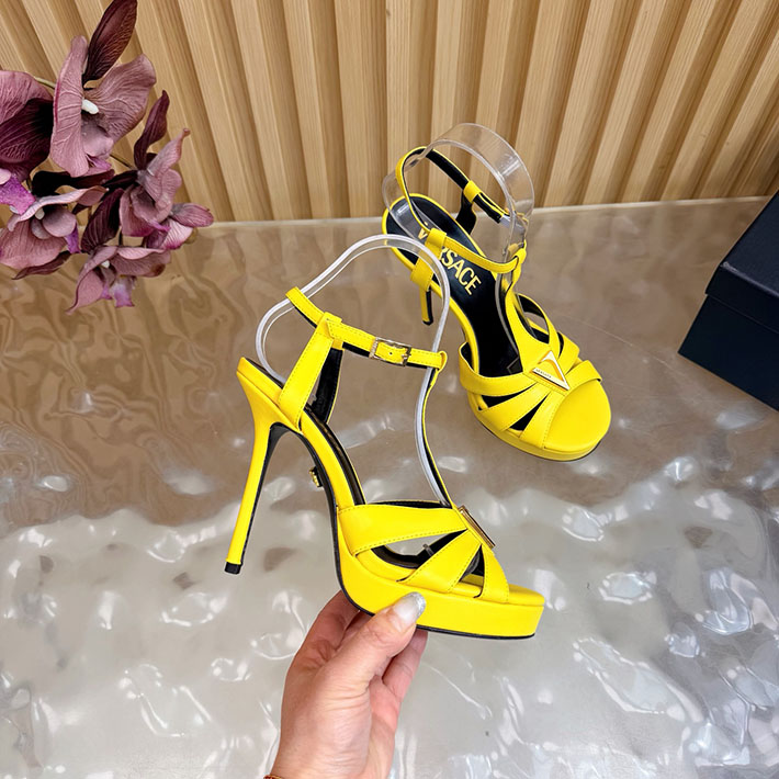 最高級ヴェルサーチェスーパーコピー VERSACE レターV レザーサンダル 120 mm 2628239 サンダル ブランド 高級 レディース - 画像 (3)