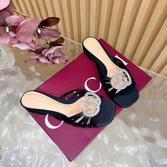 グッチ直営アウトレット店 GUCCI クリスタル インターロッキングG付き スライドサンダル 2628281 グッチ サンダル レディース - 画像 (8)
