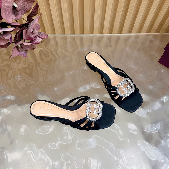 グッチ直営アウトレット店 GUCCI クリスタル インターロッキングG付き スライドサンダル 2628281 グッチ サンダル レディース - 画像 (2)