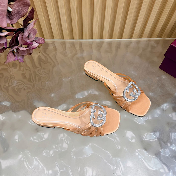 グッチ直営アウトレット店 GUCCI クリスタル インターロッキングG付き スライドサンダル 2628282 グッチ サンダル アウトレット - 画像 (2)