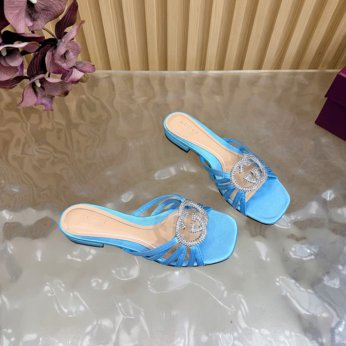 グッチ直営アウトレット店 GUCCI クリスタル インターロッキングG付き スライドサンダル 2628283 GUCCI ラバーサンダル - 画像 (9)