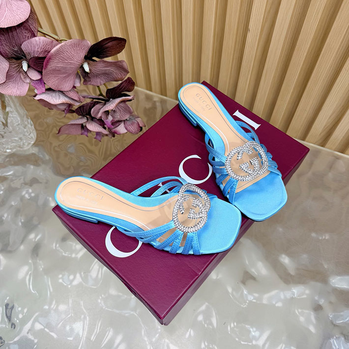 グッチ直営アウトレット店 GUCCI クリスタル インターロッキングG付き スライドサンダル 2628283 GUCCI ラバーサンダル - 画像 (7)