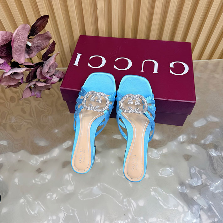 グッチ直営アウトレット店 GUCCI クリスタル インターロッキングG付き スライドサンダル 2628283 GUCCI ラバーサンダル - 画像 (6)