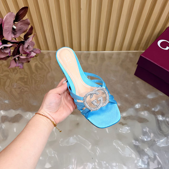 グッチ直営アウトレット店 GUCCI クリスタル インターロッキングG付き スライドサンダル 2628283 GUCCI ラバーサンダル - 画像 (2)