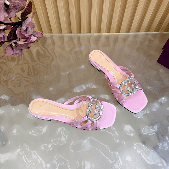 グッチ直営アウトレット店 GUCCI クリスタル インターロッキングG付き スライドサンダル 2628284 グッチ 靴 レディース - 画像 (9)