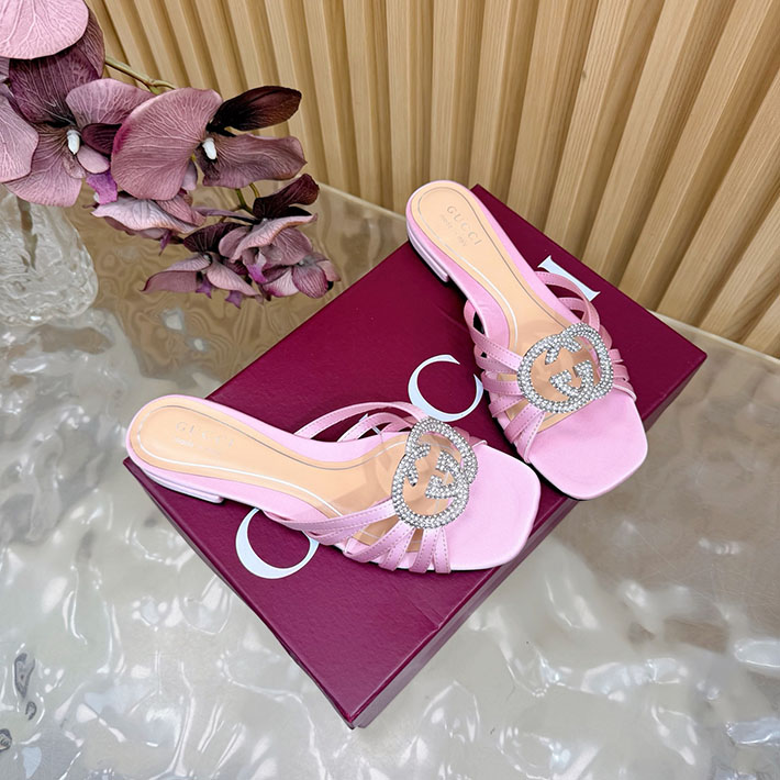 グッチ直営アウトレット店 GUCCI クリスタル インターロッキングG付き スライドサンダル 2628284 グッチ 靴 レディース - 画像 (7)