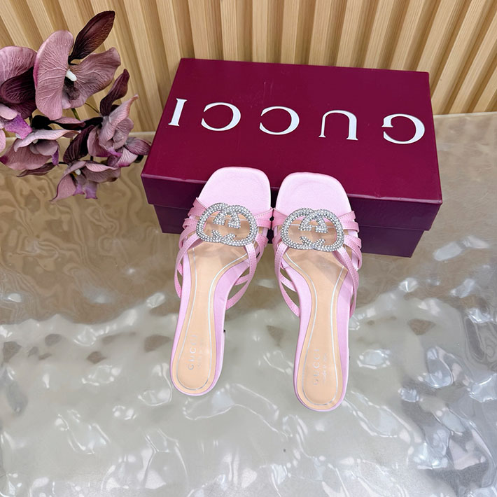 グッチ直営アウトレット店 GUCCI クリスタル インターロッキングG付き スライドサンダル 2628284 グッチ 靴 レディース - 画像 (6)