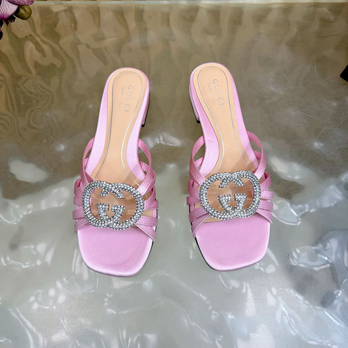 グッチ直営アウトレット店 GUCCI クリスタル インターロッキングG付き スライドサンダル 2628284 グッチ 靴 レディース - 画像 (4)
